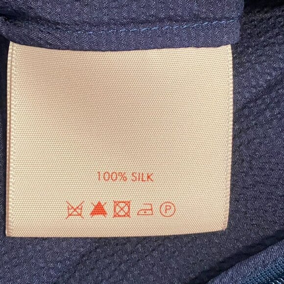 ROKSANDA Navy Searsucker Silk Peter Pan Collar Blouse Size 8 - Picture 11 of 12